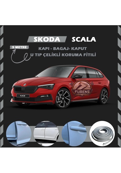 Skoda Scala Oto Araç Kapı Koruma Fitili 5metre Parlak Gri Renk