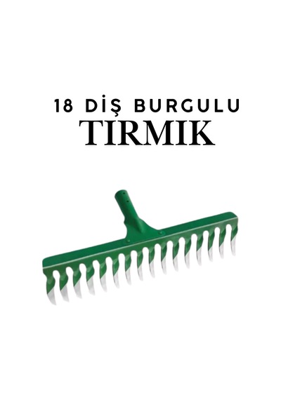 18 Diş Tırmık Metal Burgulu Bahçe Tarla Tırmık Çim Peyzaj Yaprak Ot Saman Temizleme Toprak Tırmığı