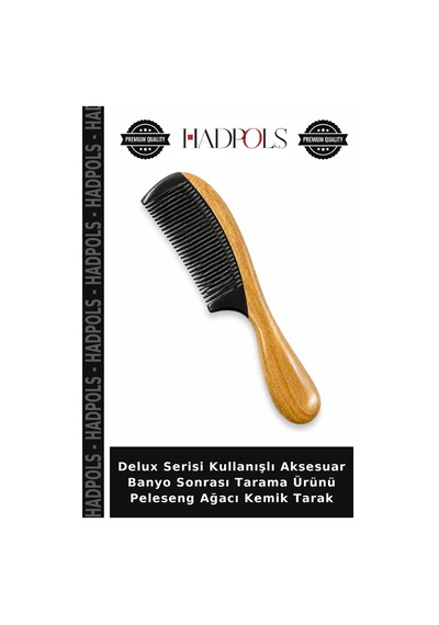Delux Serisi Kullanışlı Aksesuar Banyo Sonrası Tarama Ürünü Peleseng Ağacı Kemik Tarak