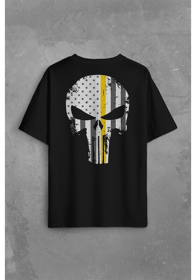 The Crazy Punisher Cezalandırıcı Frank Castle Sırt Ön Baskılı Oversize Tişört Unisex T-shirt 001
