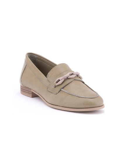 Mammamia D24ya-3215 Kadın Deri Loafer Ayakkabı Elma Yeşili Pen-scorpıon