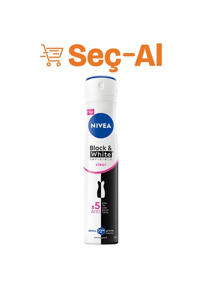 Nıvea Kadın Sprey Deodorant Black&white Invisible Clear 200ml 6'li Avantaj Paketi Mıchu