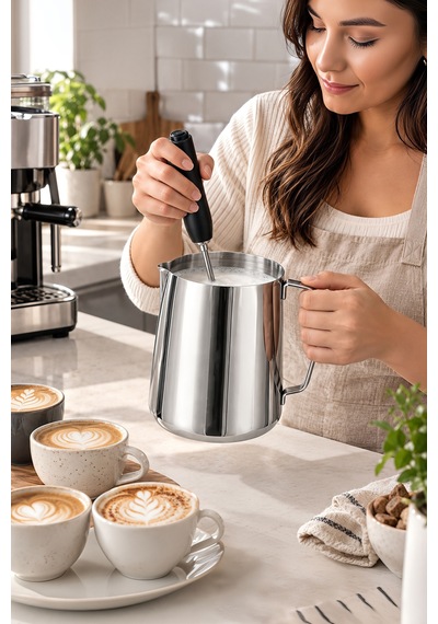 201 Çelik 1500 Ml Kahve Süt Köpürtme Ve Latte Art Potu Sütlük Pitcher Mt317