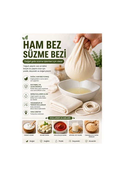 Yıkanabilir Ham Bez Süzme Bezi Ve Tarhana Kesesi