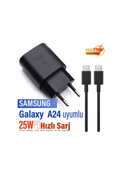 A24 Şarj Aleti Ve Kablosu 25w Hızlı Şarj Type C Kablo