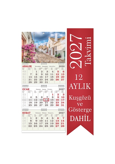 2027 Orta Boy Kuşe Gemici Takvimi Denizci Duvar Takvimi 31x70 Cm