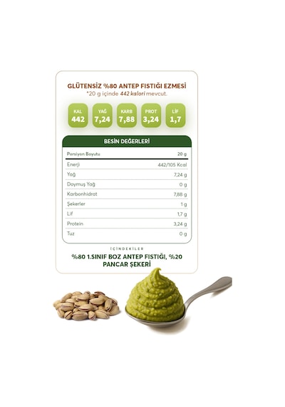 Glutensiz Fabrika Glutensiz Antep Fıstığı Ezmesi 300 G