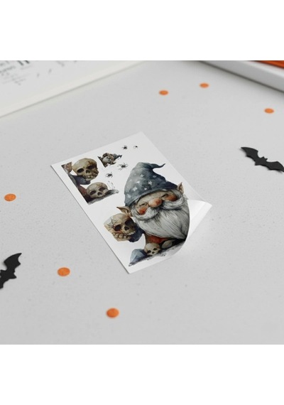 Gotik Cüce Ve Kafatası Halloween Duvar Sticker Seti Renkli
