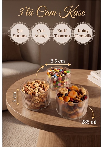 3'lü Borosilikat Cam Kase 8,5 Cm İnce Kristal Çizgili Şeffaf Cam Kase Seti - Kahvaltılık, Sosluk, Tatlı, Çerezlik, Sunumluk Şeffaf Şeffaf 3'lü Borosilikat Cam Kase 8,5 Cm İnce Kristal Çizgili Şeffaf Cam Kase Seti - Kahvaltılık, Sosluk, Tatlı, Çerezlik, Sunumluk Şeffaf Şeffaf