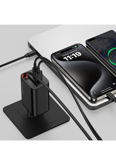 Recci Rc103e Gan Teknolojili Şarj Başlığı Usb-a To Type-c Pd 67w Type-c Kablolu Şarj Seti Siyah