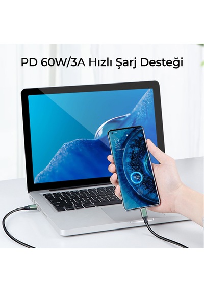 Jeyı 50cm Type-c To Type-c Usb 3.1gen2 60w/3a Veri Şarj Kablosu