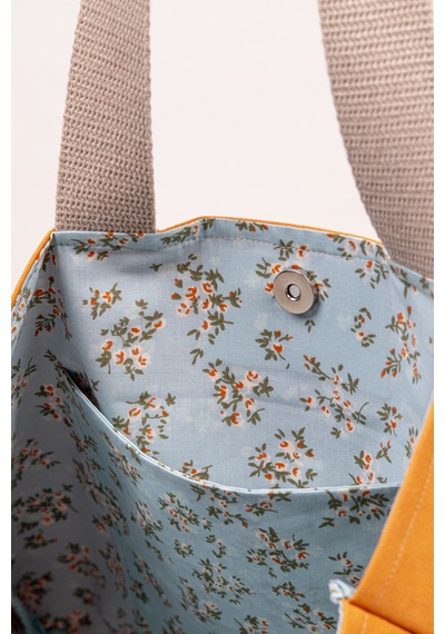 Fabric Craft Bag Omuz Çantası Kadın Duck Kumaş Desenli Büyük Boy Günlük Çanta Turuncu - Yeşil