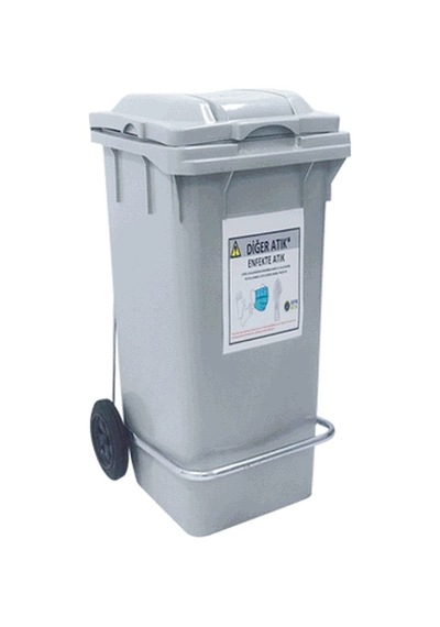 Hipaş Plastik - 120 Lt. 2 Tekerlekli, Pedallı Enfekte Atık Kovası 480x530x990 Mm - Çk-400 Pea