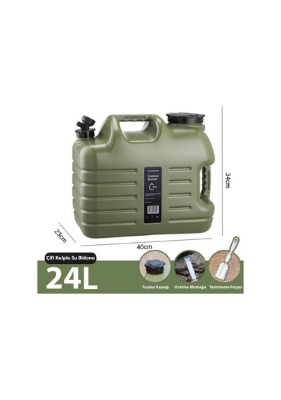Musluklu Su Bidonu - Madfox Galon Air Pe - 24 Litre - Yeşil - 547310