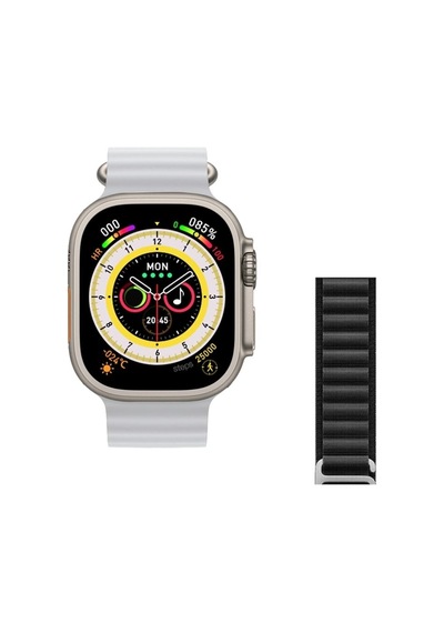 Watch 8 Ultra 49mm Amax Ultra Akıllı Nfc - Gps - Kablosuz Şarj Beyaz Kordonunu Seç