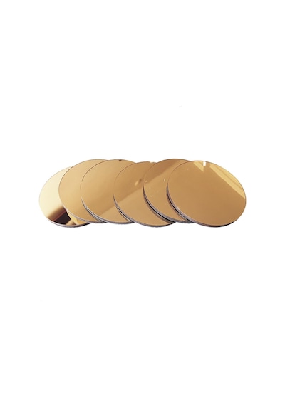 Gold Pleksi Bardak Altlığı 6 lı Set Pirinç Renk Bardak Altı Altın