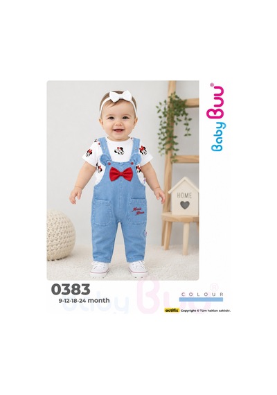 Baby Buu Kısa Kollu Tşörtlü Kız Salopet İkili Takım 383 Mavi Mavi