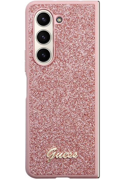 Galaxy Z Fold 5 Uyumlu Kılıf Guess Lisanslı Yazı Logolu Glitter Script Kapak Siyah