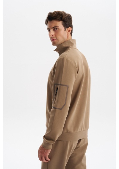 Ar-ma Erkek Slim Fit Dik Yaka Yarım Fermuar Pamuklu Sweatshirt Sol Kol Fermuar Cepli K30404685702 Gri-bej G8 Gri - Füme Ar-ma Erkek Slim Fit Dik Yaka Yarım Fermuar Pamuklu Sweatshirt Sol Kol Fermuar Cepli K30404685702 Gri-bej G8 Gri - Füme
