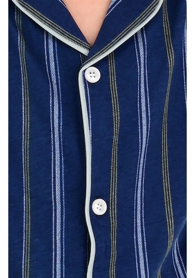 Vitmo erkek çocuk kısa kollu düğmeli pijama takımı atlas model indigo