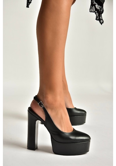 Fox Shoes Y246195109 Siyah Platform Kalın Topuklu Kadın Abiye Ayakkabı Siyah
