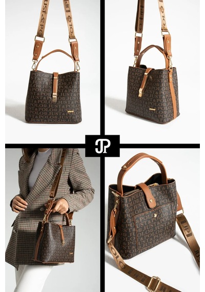 Just Polo Kadın Orta Boy Su Geçirmez Günlük Şık El Ve Omuz Çantası Ebat 23 X 18 Cm Shoulder Bag Kahverengi - Taba