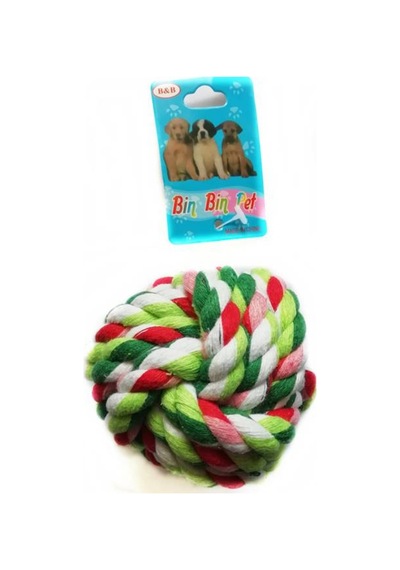 Bin Bin Pet Düğümlü Diş İpi Top Köpek Oyuncağı 7.5 CM