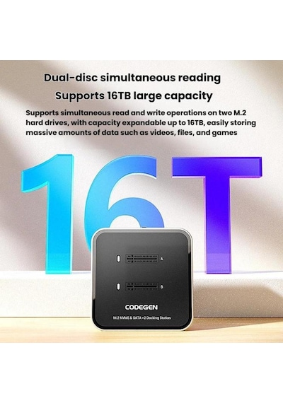 Codegen Çift M.2 Nvme Ssd Disk Yuvalı Usb 3.1 Type-c Dock İstasyonu Cdg-doc-212