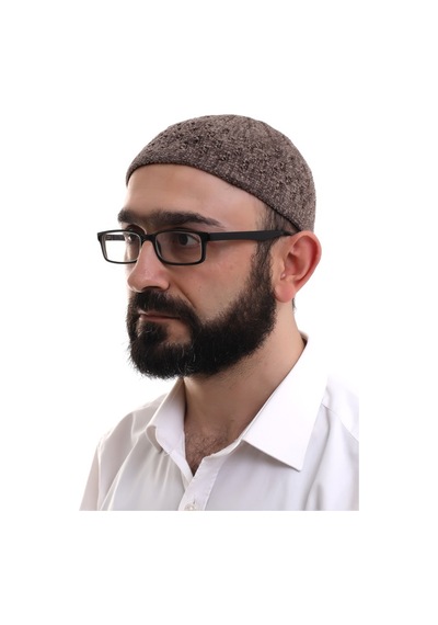 Sütlü Kahve Hasır Desen Kışlık Kadife Namaz Takkesi Kahverengi