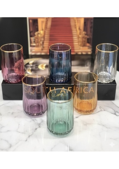 Çnr Home Collection Diamond Renkli Kahve Yani 6 'lı Su Bardaği Gümüş