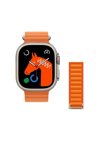 Watch 8 Ultra 49mm Amax Ultra Akıllı Nfc - Gps - Kablosuz Şarj Turuncu Kordonunu Seç