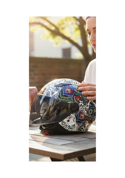 Sway Sw 765 Beyaz Bahçe Güneş Gözlüklü Yarım Motosiklet & Scooter Kask Aynalı Vizör