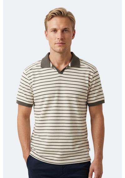 Slazenger Zoll Erkek Polo Yaka Beyaz / Yeşil Tişört