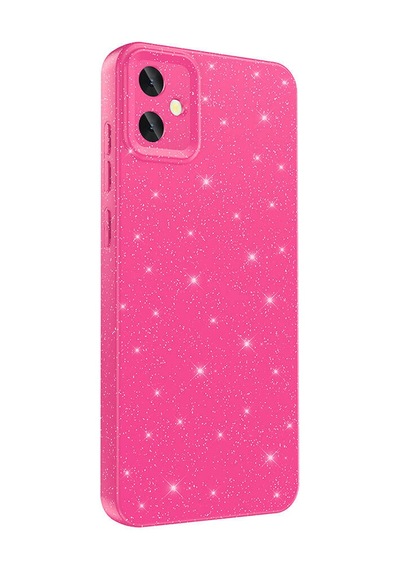 Zore Galaxy Uyumlu A05 Kılıf Kamera Korumalı Simli Lüks Koton Kapak - Pembe Koyu Pembe Koyu