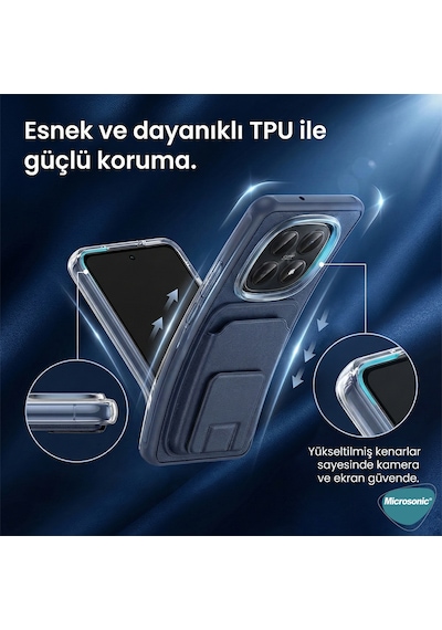 Microsonic Xiaomi 15t Kılıf Pocketpro Litchi Lacivert -