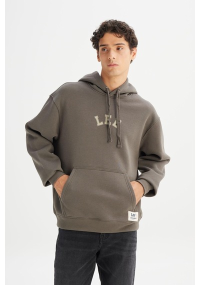 Lee Erkek Mid Logo Hoodie Erkek Sweatshirt L2520157801 Haki