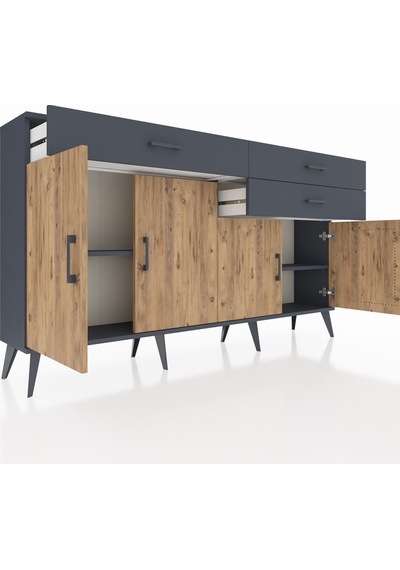 Arges Konsol 2 Raflı 3 Çekmeceli 4 Kapaklı 176x30x99 Antrasit-çam/antrasit Atlas Çam/antrasıt - Antrasıt Arges Konsol 2 Raflı 3 Çekmeceli 4 Kapaklı 176x30x99 Antrasit-çam/antrasit Atlas Çam/antrasıt - Antrasıt