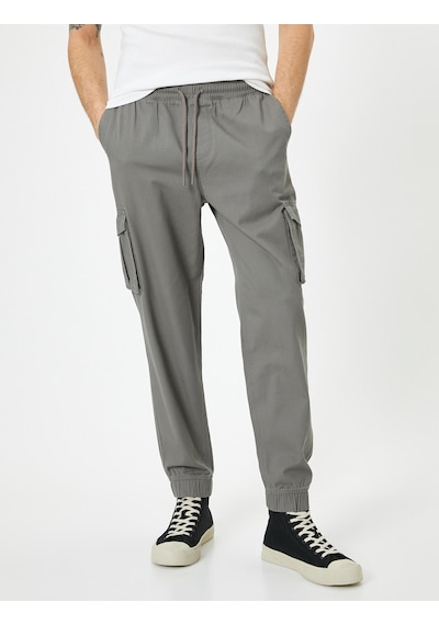 Koton Kargo Cepli Pantolon Jogger Slim Fit Beli Bağcıklı Gri 4sam40089hw Gri Koton Kargo Cepli Pantolon Jogger Slim Fit Beli Bağcıklı Gri 4sam40089hw Gri