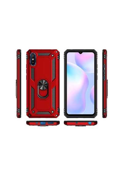 Xiaomi Redmi 9a Kılıf Sert Silikon Yüzüklü Stand Özellikli Kapak