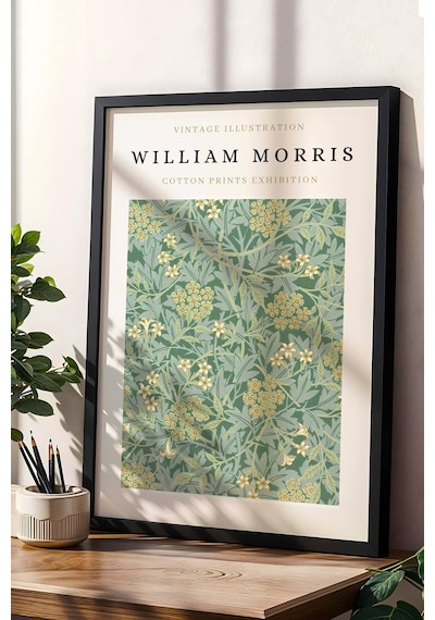 William Morris Golden Lily Çerçeveli Tablo- Sergi Afişi - Eklektik Tarz Duvar Dekoru