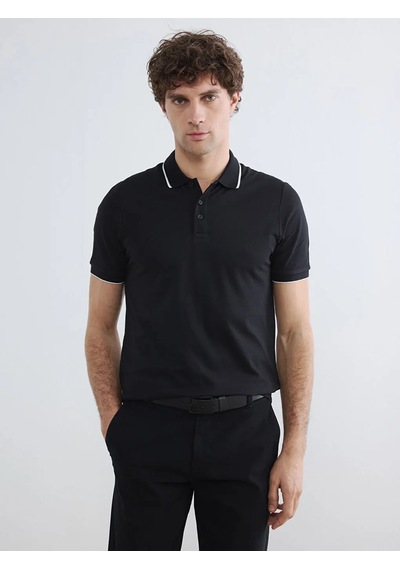 Lc Waikiki Siyah Polo Yaka Pike Erkek Tişört