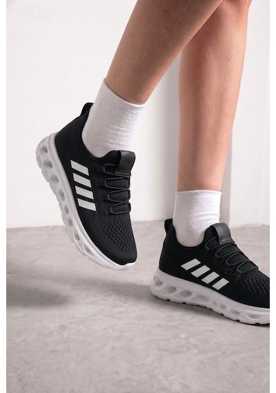 Nstil Unisex Spor Ayakkabı Şeritli Bağcıksız Hava Alan Ultra Rahat Hafif Taban Sneaker 125 SİYAH-BEYAZ Nstil Unisex Spor Ayakkabı Şeritli Bağcıksız Hava Alan Ultra Rahat Hafif Taban Sneaker 125 SİYAH-BEYAZ