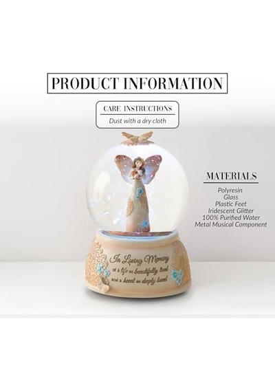 19061 Light Your Way Memorial İn Loving Memory Musical Water Globe, 100mm
