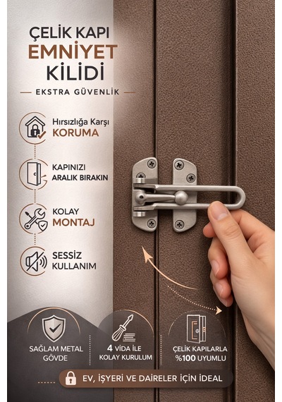 Çelik Kapı Emniyet Kilidi Emniyet Kelepçesi Güvenlik Kilidi Metal Kapı Güvenlik Aparatı