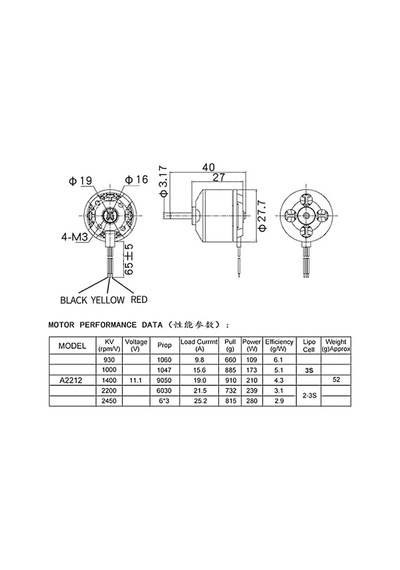 A2212 2200KV RC Fırçasız Motor 6T