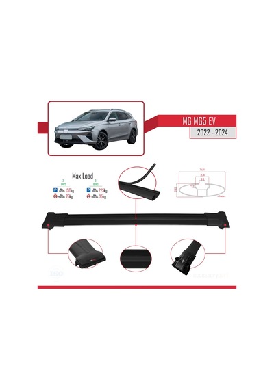 Mg Mg5 Ev 2022 Ve Sonrası İle Uyumlu Fly Model Ara Atkı Tavan Barı Siyah