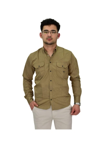 Erkek Spor Likralı Gömlek Bgl-st04343 Vizon