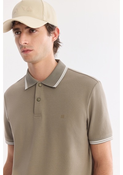 Avva Erkek Yeşil Kıvrılmaz Polo Yaka Pamuklu Teknik Kumaş Regular Fit T-shirt A61y1097