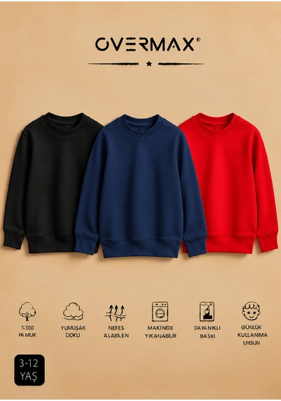 Overmax 3 Lü Çocuk Kapüşonsuz Sweatshirt Seti 3-12 Yaş Siyah-lacivert-kırmızı - 920220367 Siyah-lacivert-kırmızı Overmax 3 Lü Çocuk Kapüşonsuz Sweatshirt Seti 3-12 Yaş Siyah-lacivert-kırmızı - 920220367 Siyah-lacivert-kırmızı