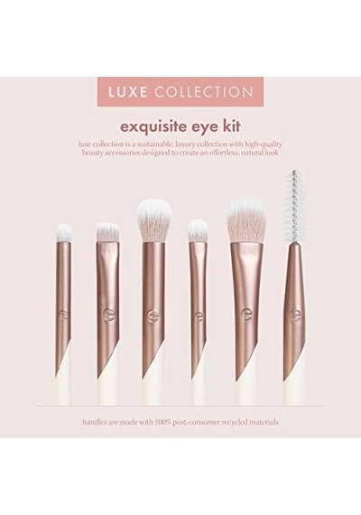 Ecotools Luxe Zarif Göz Makyajı Fırça Seti, Göz Farı, Eyeliner Ve Kaş Makyajı İçin, Profesyonel Göz Fırçası Seti, Çevre Dostu Makyaj Araçları, Sentetik Kıllar, Zulüm Ücretsiz Ve Vegan, 6 Parça Set Ecotools Luxe Zarif Göz Makyajı Fırça Seti, Göz Farı, Eyeliner Ve Kaş Makyajı İçin, Profesyonel Göz Fırçası Seti, Çevre Dostu Makyaj Araçları, Sentetik Kıllar, Zulüm Ücretsiz Ve Vegan, 6 Parça Set